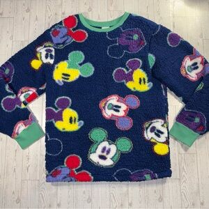 Disney Mickey Mouse Sherpa Fleece Pullover Sweatshirt Adult Small Cozy